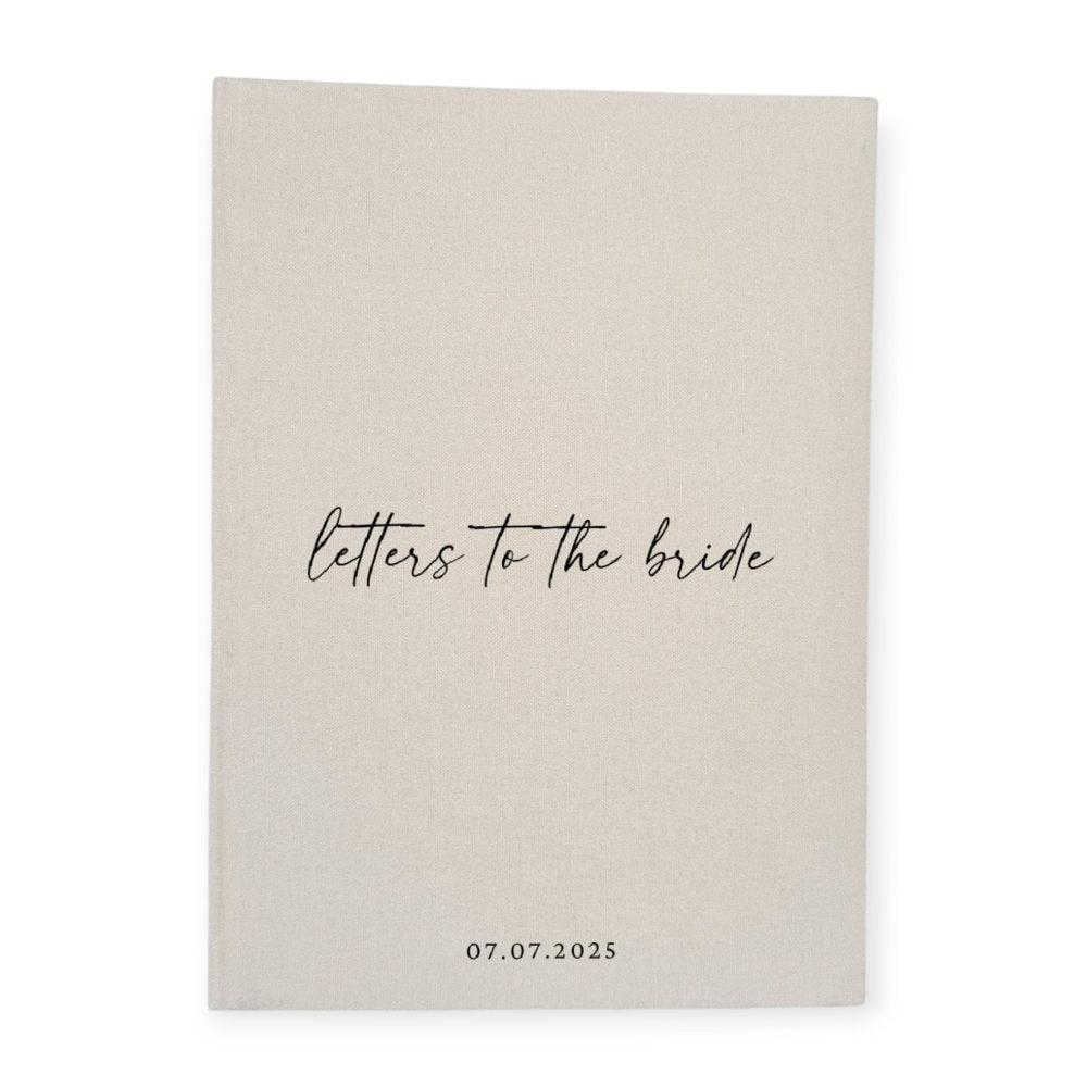 Personalised Letters to the Bride Book Almond Linen Cover