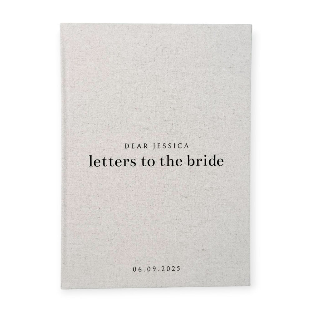 Elegant Letters to the Bride Album Sand Linen Cover