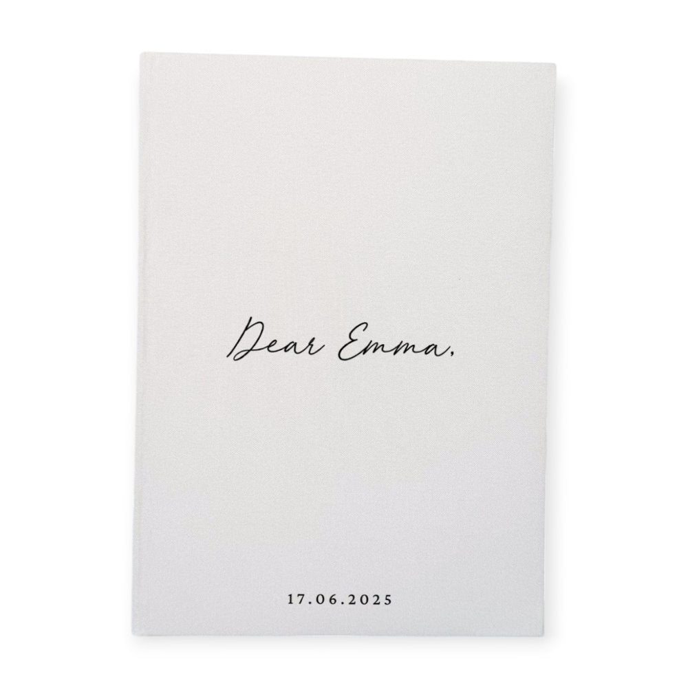 Personalised Letters to the Bride Album White Linen Cover