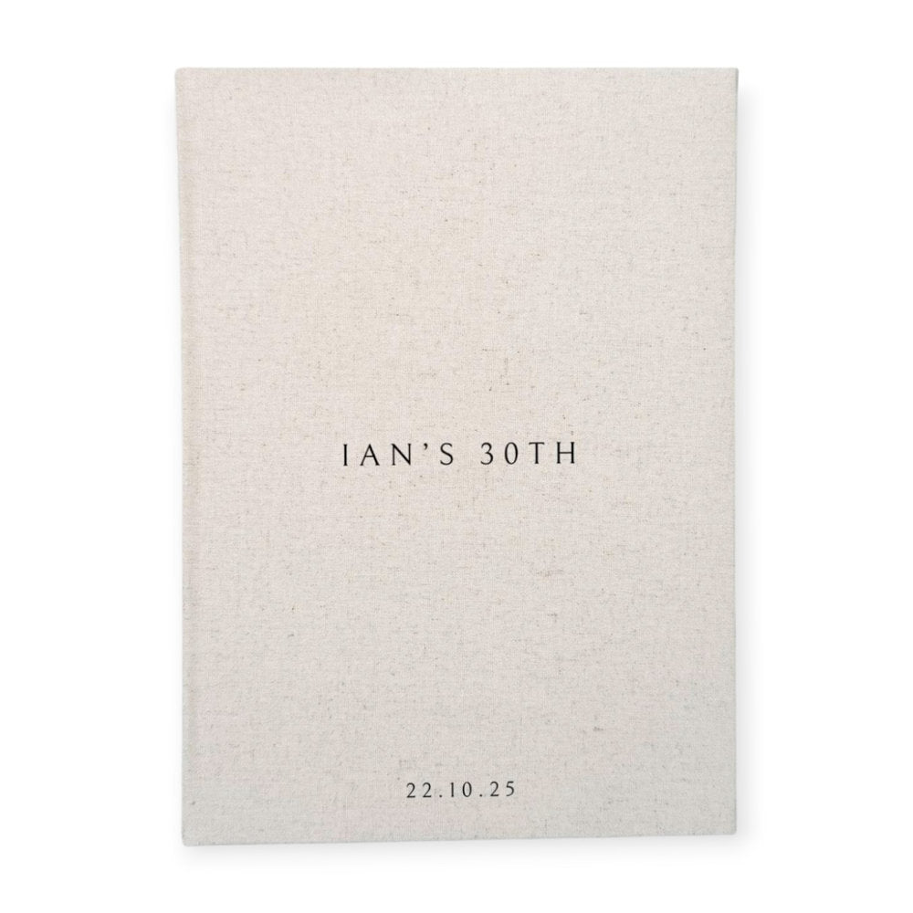 Custom Birthday Guest Book Sand Linen Cover