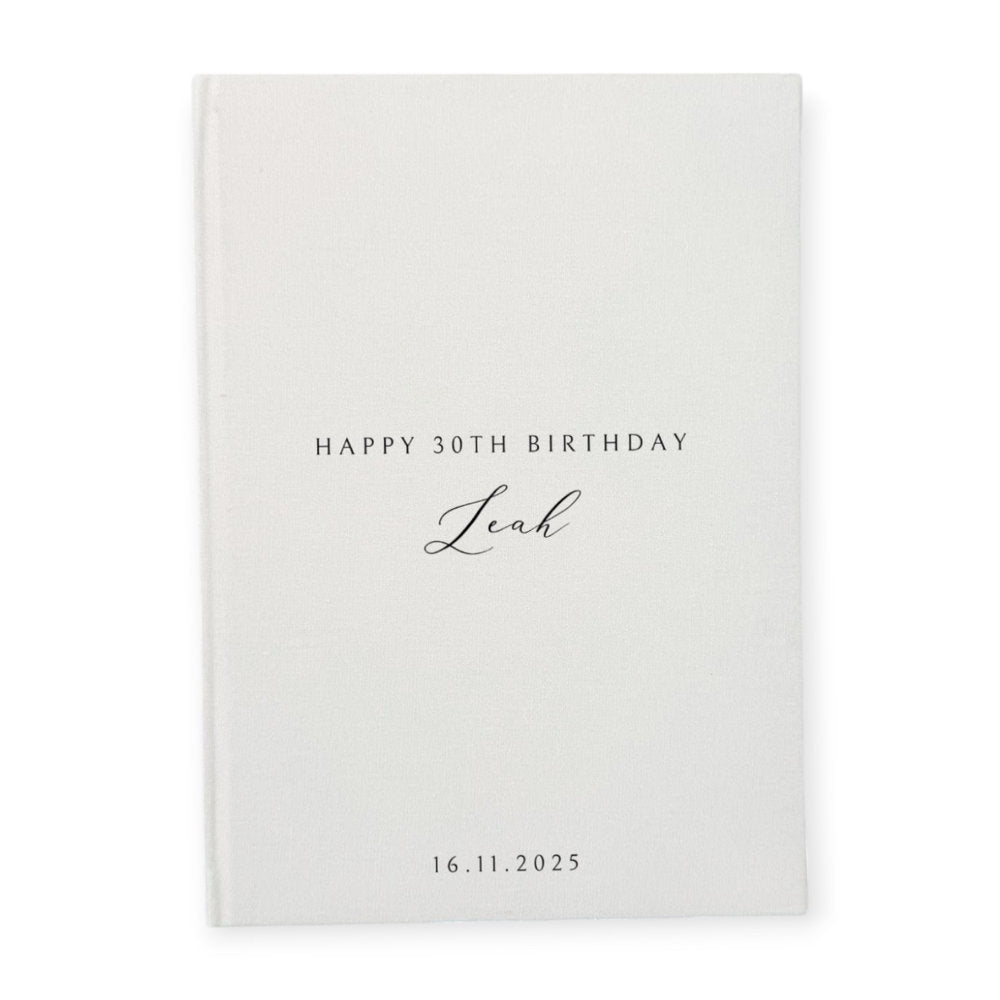 Personalised Birthday Guest Book Ivory Linen Binding