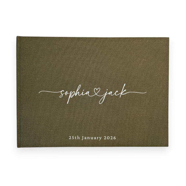 Custom Wedding Guest Book - Linen Landscape D01