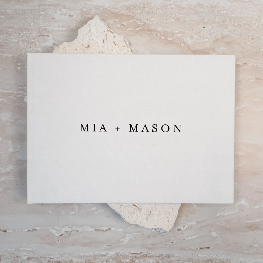 Custom Wedding Guest Book - Linen Landscape D02