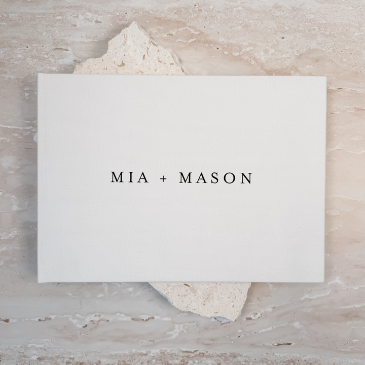 Custom Wedding Guest Book - Linen Landscape D02