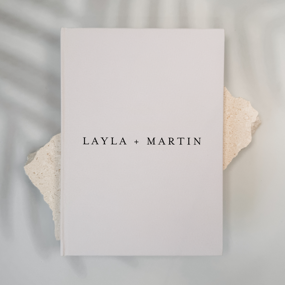 Custom Wedding Guest Book - Linen Portrait D02