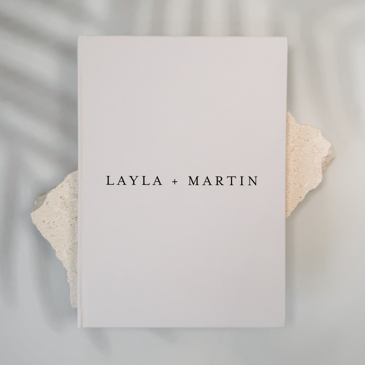 Custom Wedding Guest Book - Linen Portrait D02
