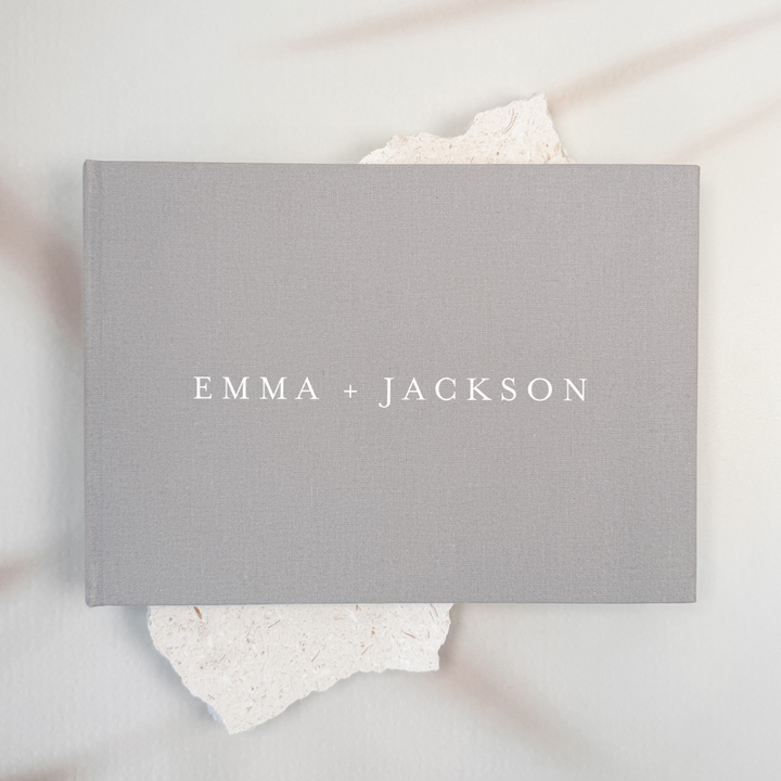 Custom Wedding Guest Book - Linen Landscape D02