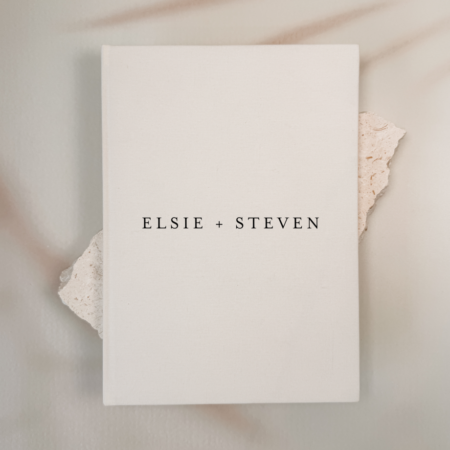 Custom Wedding Guest Book - Linen Portrait D02