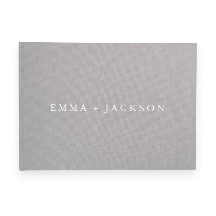 Custom Wedding Guest Book - Linen Landscape D02