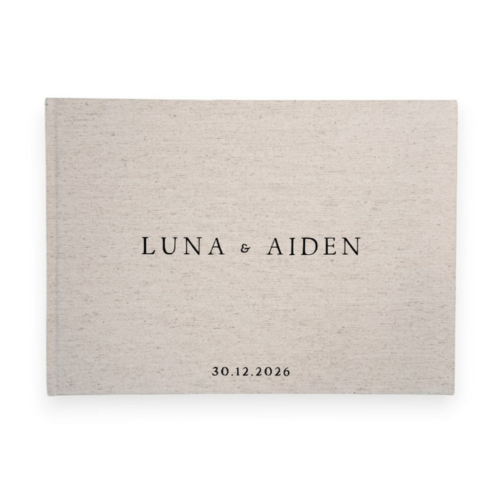 Custom Wedding Guest Book - Linen Landscape D03