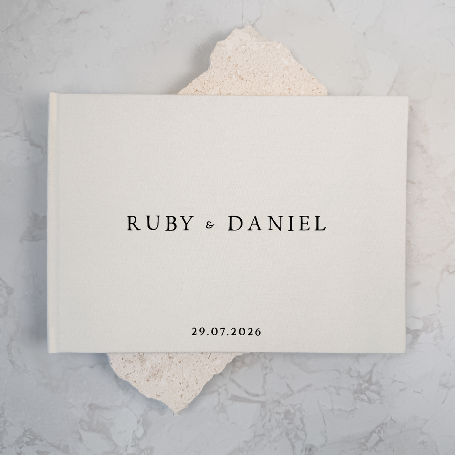 Custom Wedding Guest Book - Linen Landscape D03