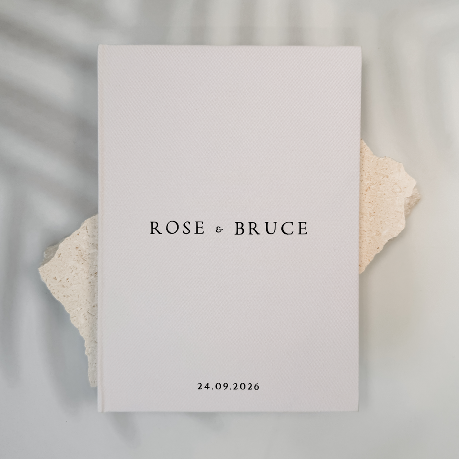 Custom Wedding Guest Book - Linen Portrait D03