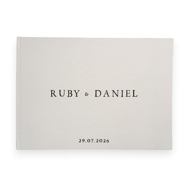 Custom Wedding Guest Book - Linen Landscape D03