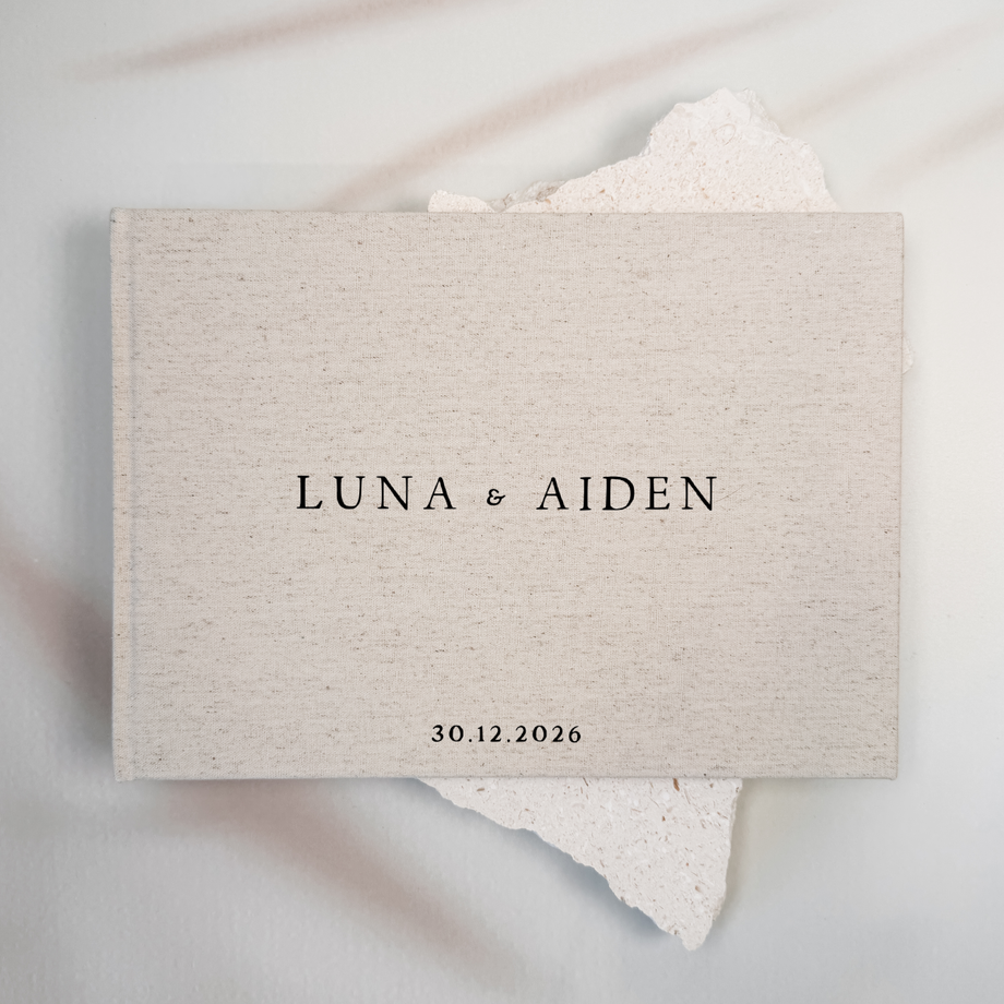 Custom Wedding Guest Book - Linen Landscape D03