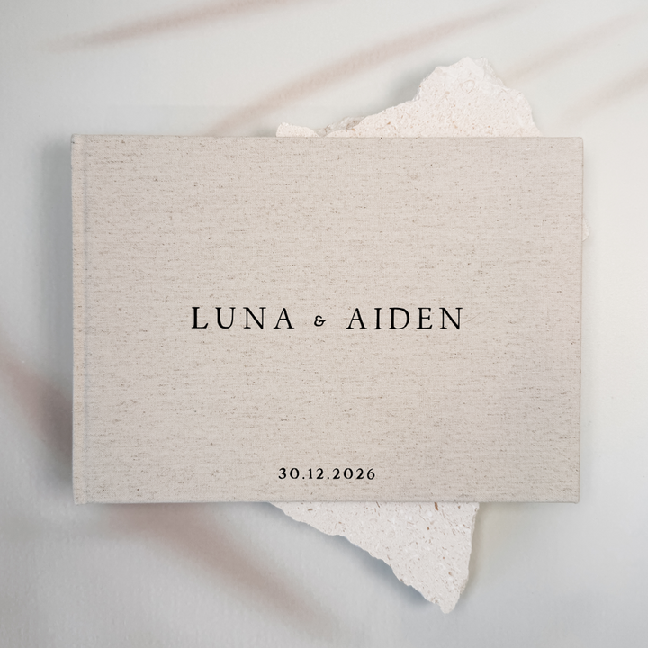 Custom Wedding Guest Book - Linen Landscape D03