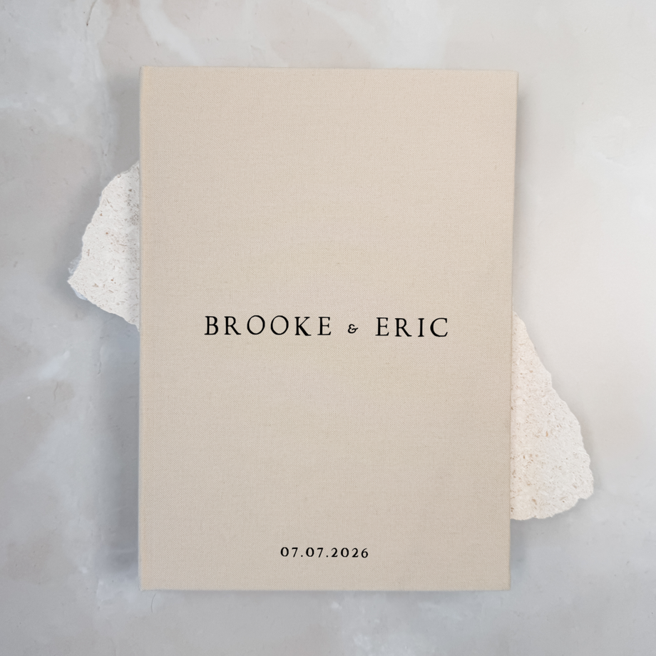 Custom Wedding Guest Book - Linen Portrait D03