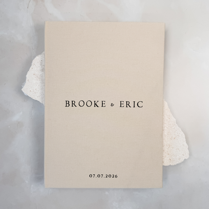 Custom Wedding Guest Book - Linen Portrait D03