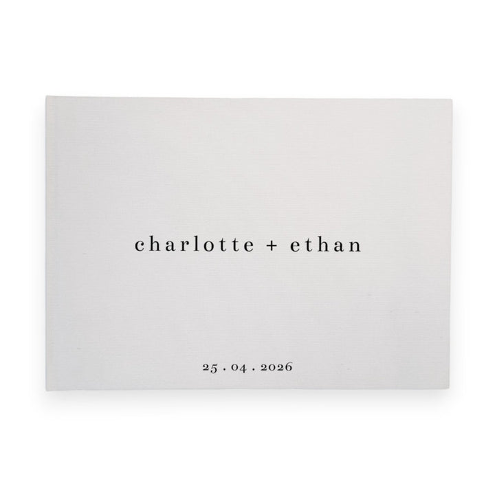Custom Wedding Guest Book - Linen Landscape D04