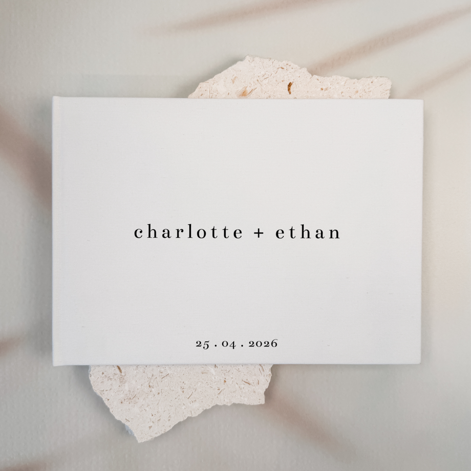 Custom Wedding Guest Book - Linen Landscape D04