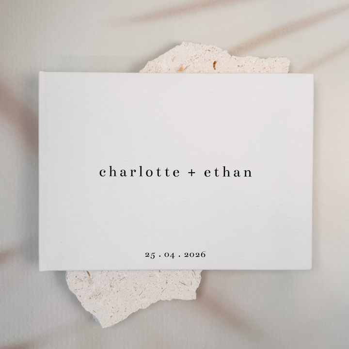 Custom Wedding Guest Book - Linen Landscape D04