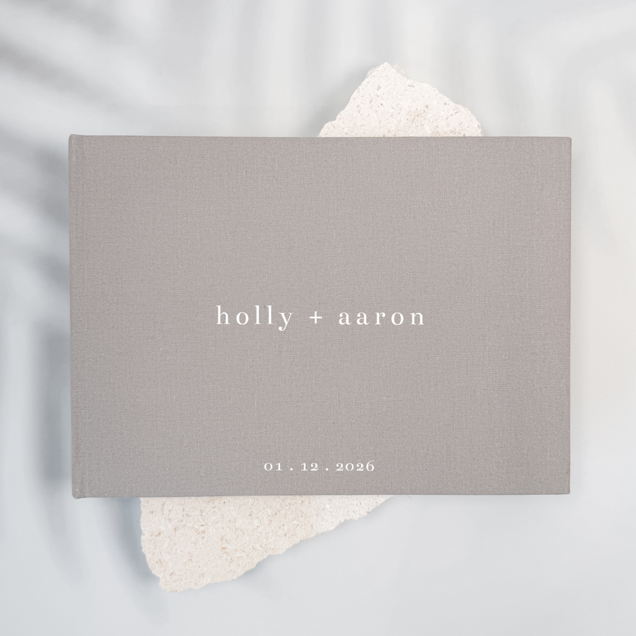 Custom Wedding Guest Book - Linen Landscape D04