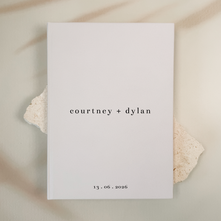 Custom Wedding Guest Book - Linen Portrait D04