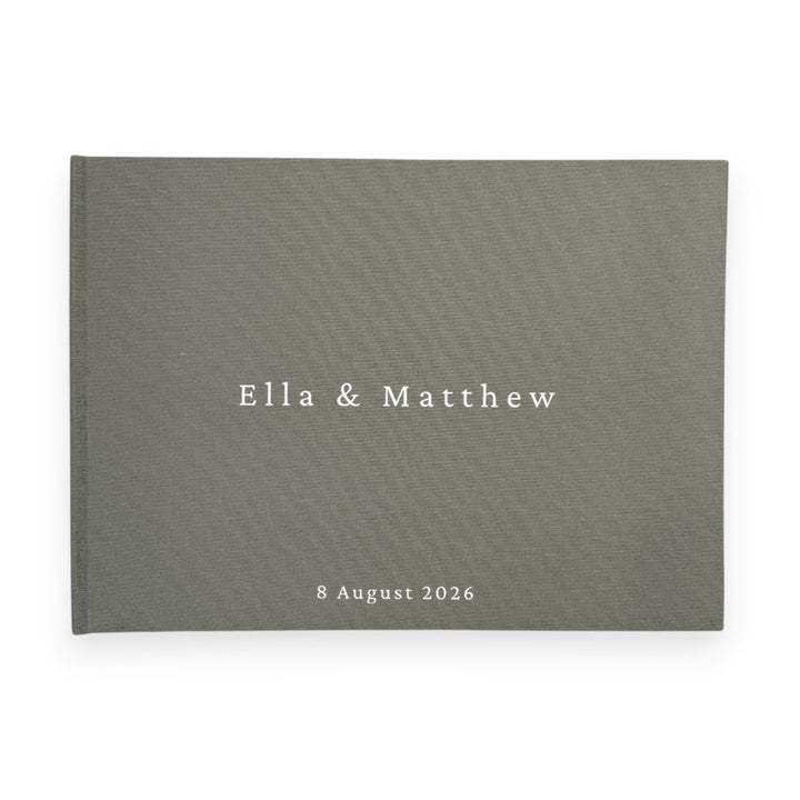 Custom Wedding Guest Book - Linen Landscape D05