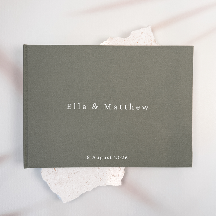 Custom Wedding Guest Book - Linen Landscape D05