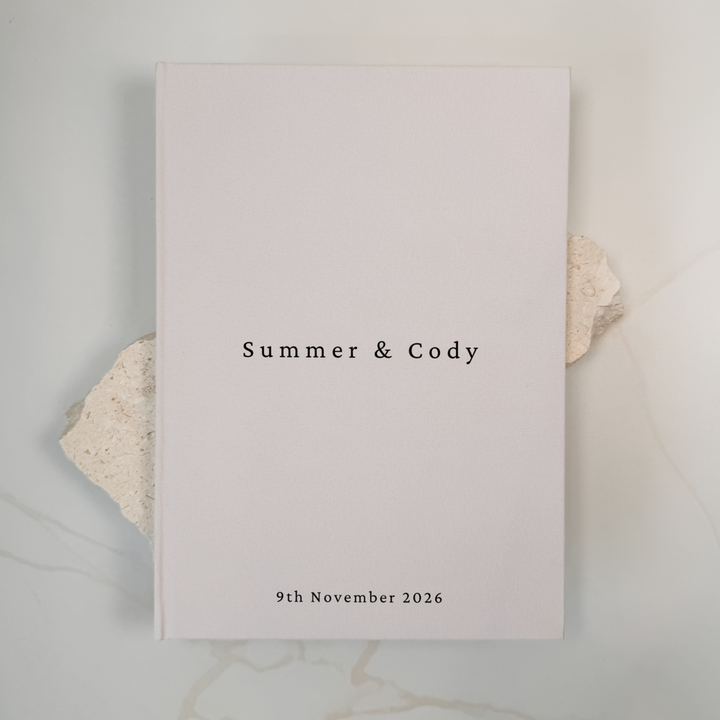 Custom Wedding Guest Book - Linen Portrait D05