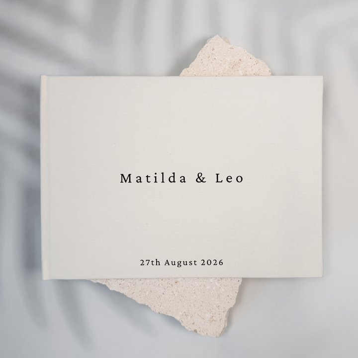 Custom Wedding Guest Book - Linen Landscape D05