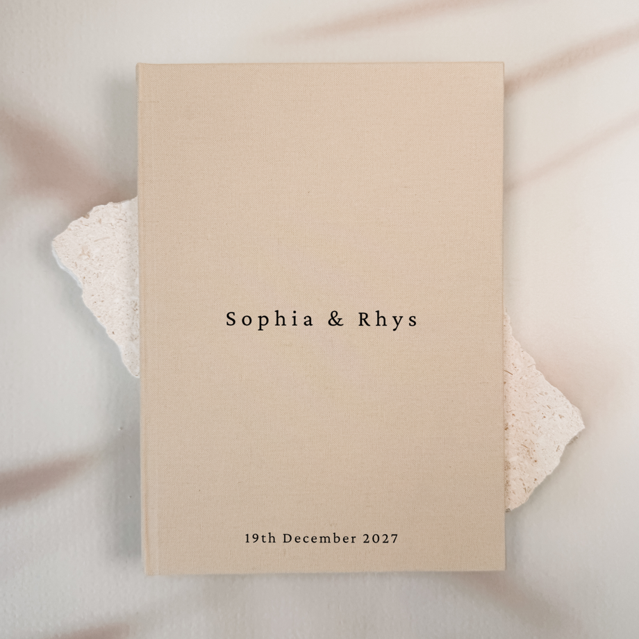 Custom Wedding Guest Book - Linen Portrait D05