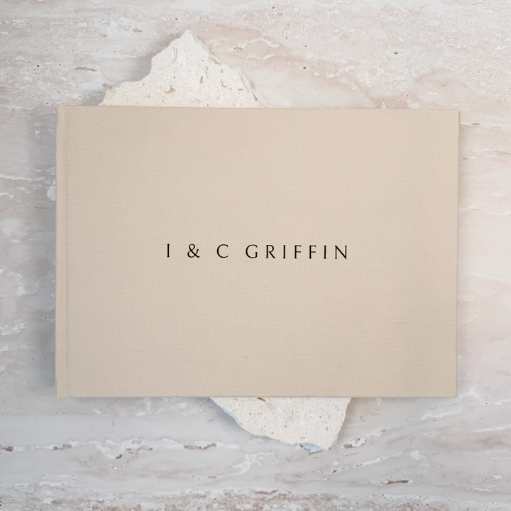 Custom Wedding Guest Book - Linen Landscape D06