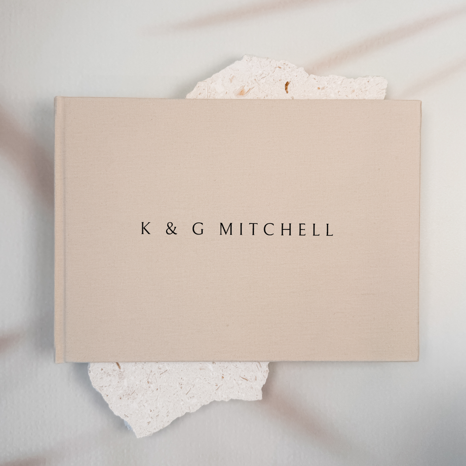 Custom Wedding Guest Book - Linen Landscape D06