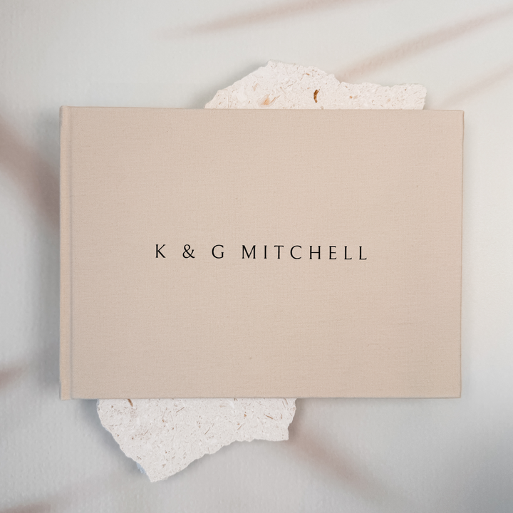 Custom Wedding Guest Book - Linen Landscape D06