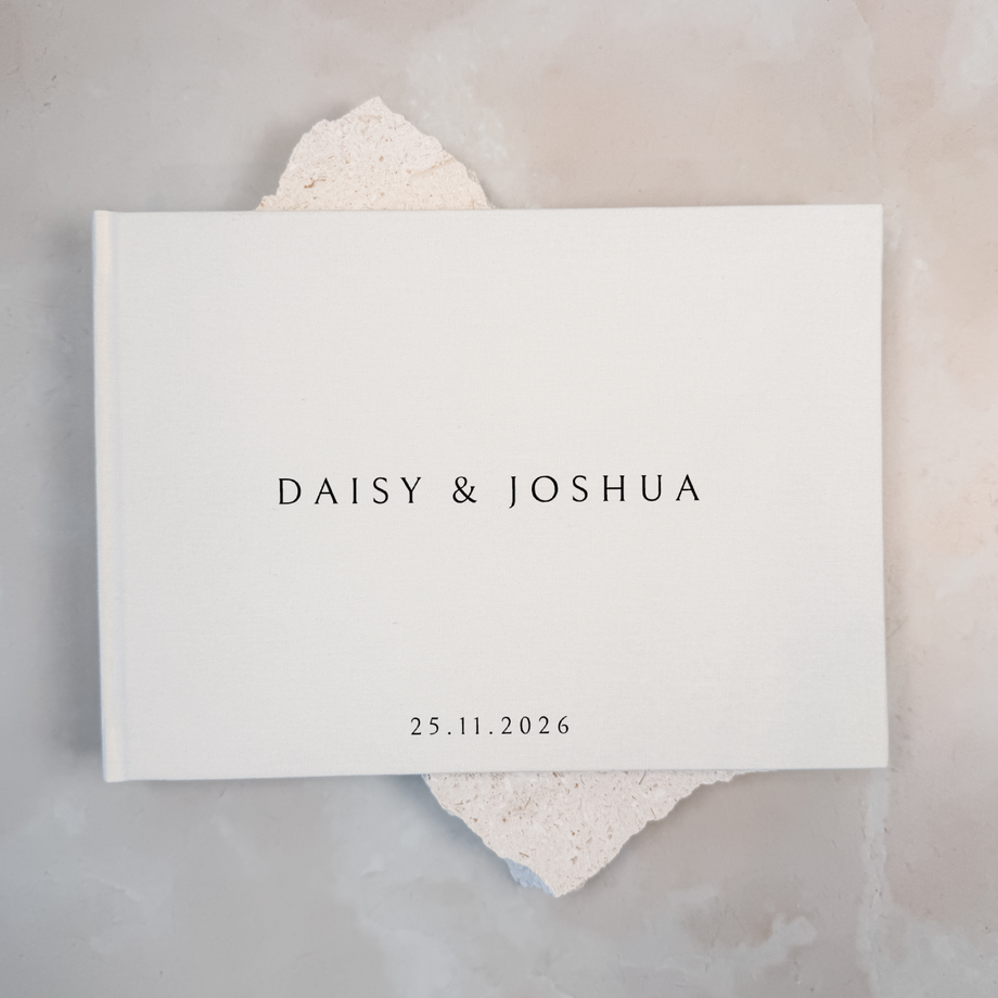Custom Wedding Guest Book - Linen Landscape D07