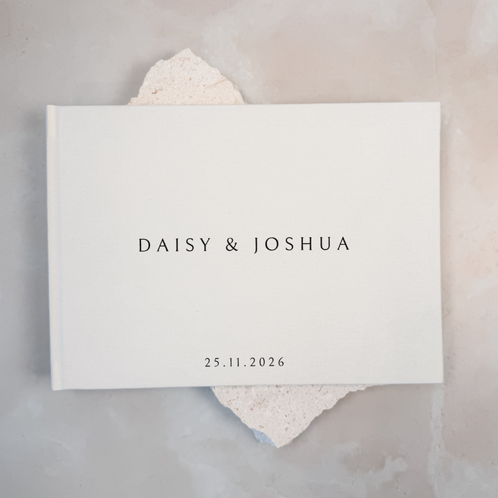 Custom Wedding Guest Book - Linen Landscape D07
