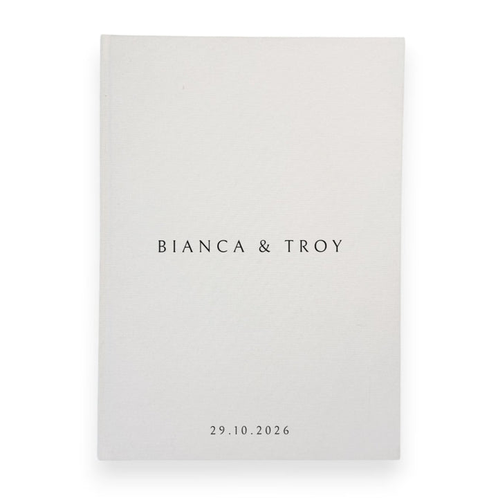 Custom Wedding Guest Book - Linen Portrait D07