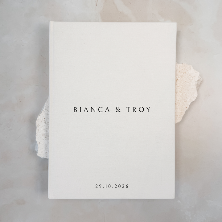 Custom Wedding Guest Book - Linen Portrait D07