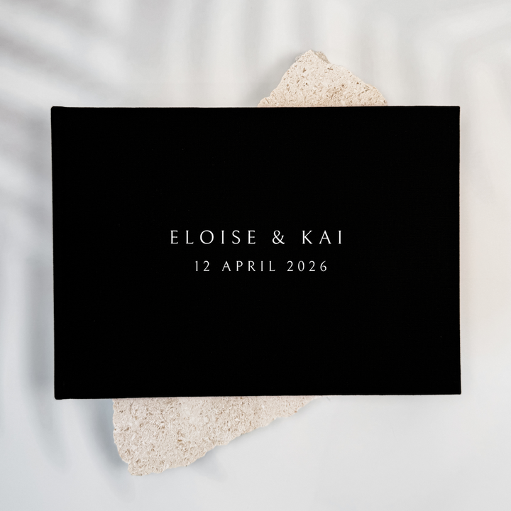 Custom Wedding Guest Book - Linen Landscape D08