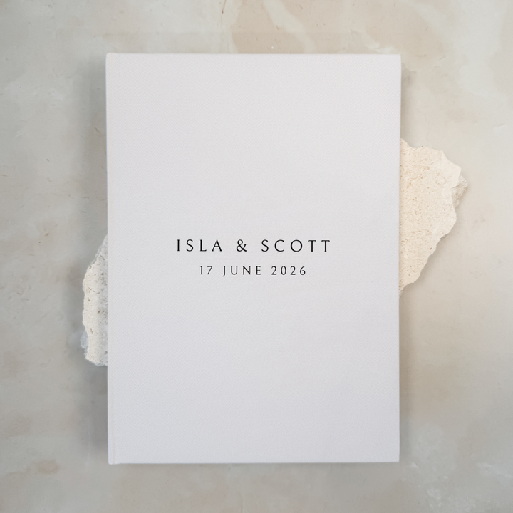 Custom Wedding Guest Book - Linen Portrait D08
