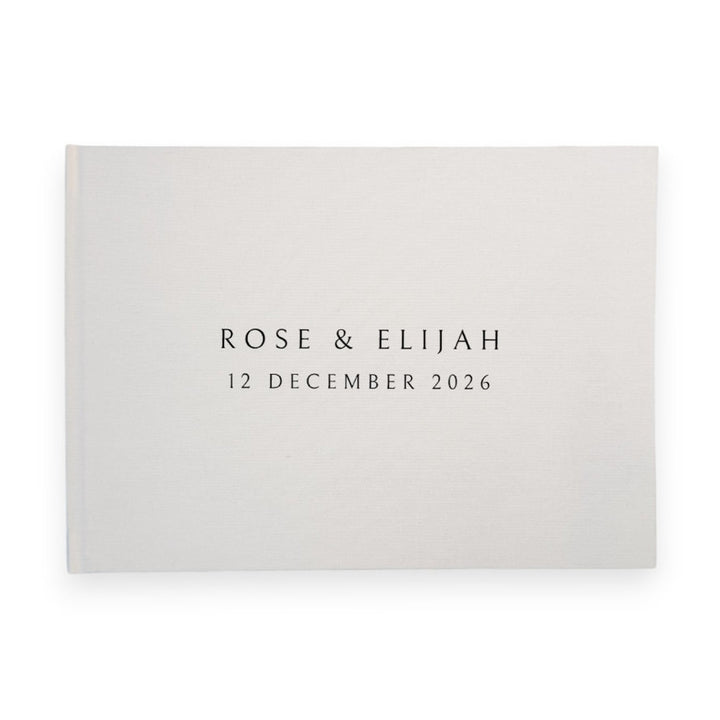 Custom Wedding Guest Book - Linen Landscape D08