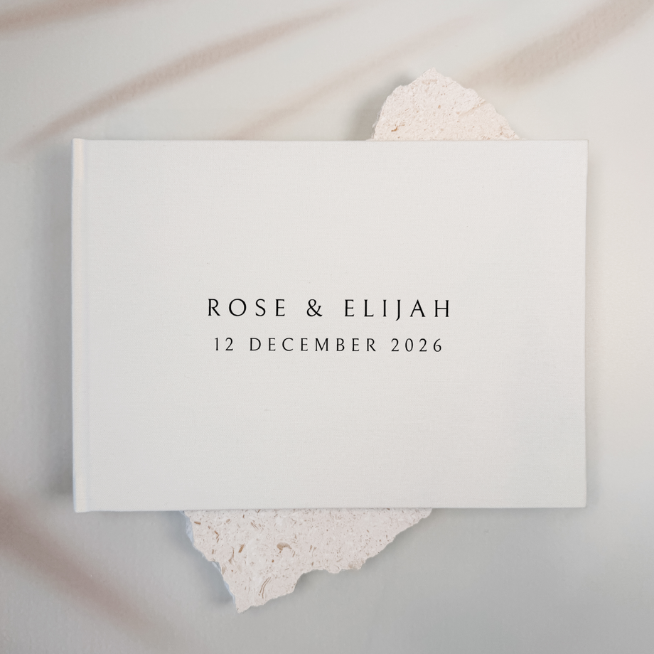 Custom Wedding Guest Book - Linen Landscape D08