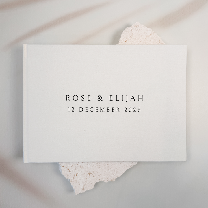 Custom Wedding Guest Book - Linen Landscape D08