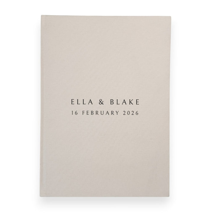 Custom Wedding Guest Book - Linen Portrait D08