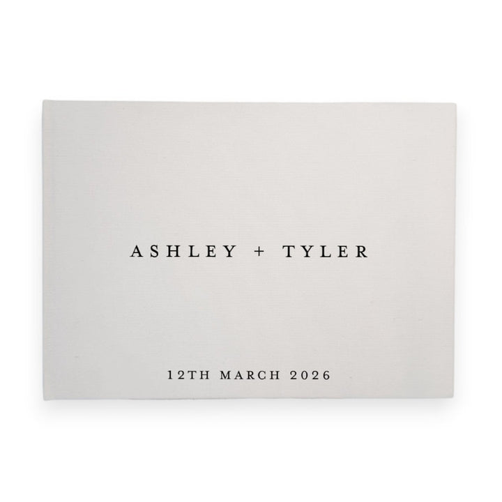 Custom Wedding Guest Book - Linen Landscape D09