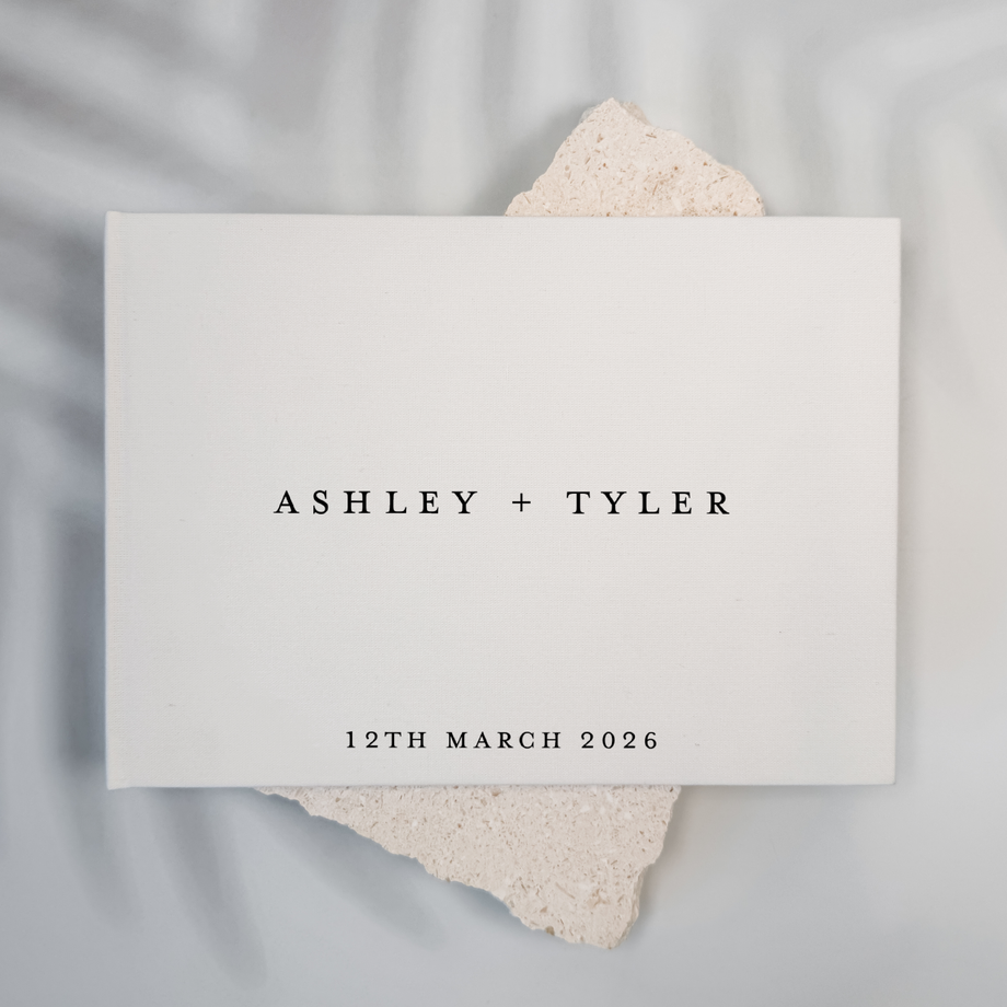 Custom Wedding Guest Book - Linen Landscape D09