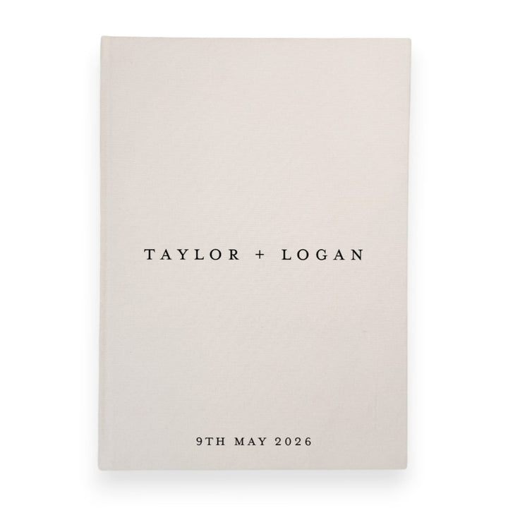 Custom Wedding Guest Book - Linen Portrait D09