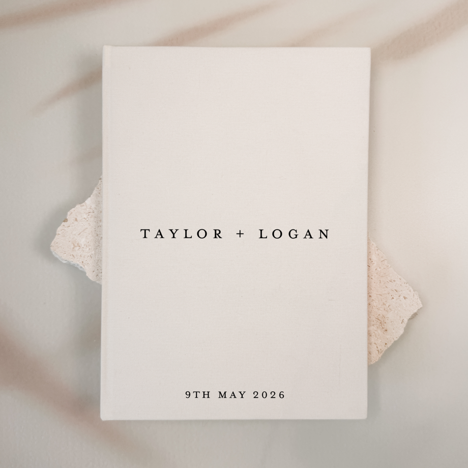 Custom Wedding Guest Book - Linen Portrait D09