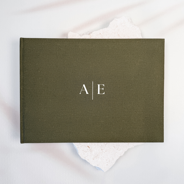 Custom Wedding Guest Book - Linen Landscape D10