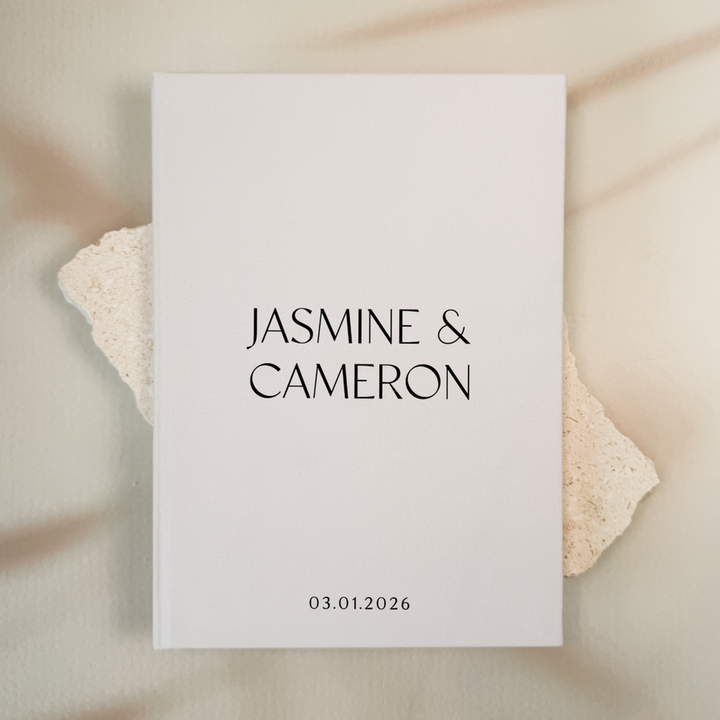Custom Wedding Guest Book - Linen Portrait D11